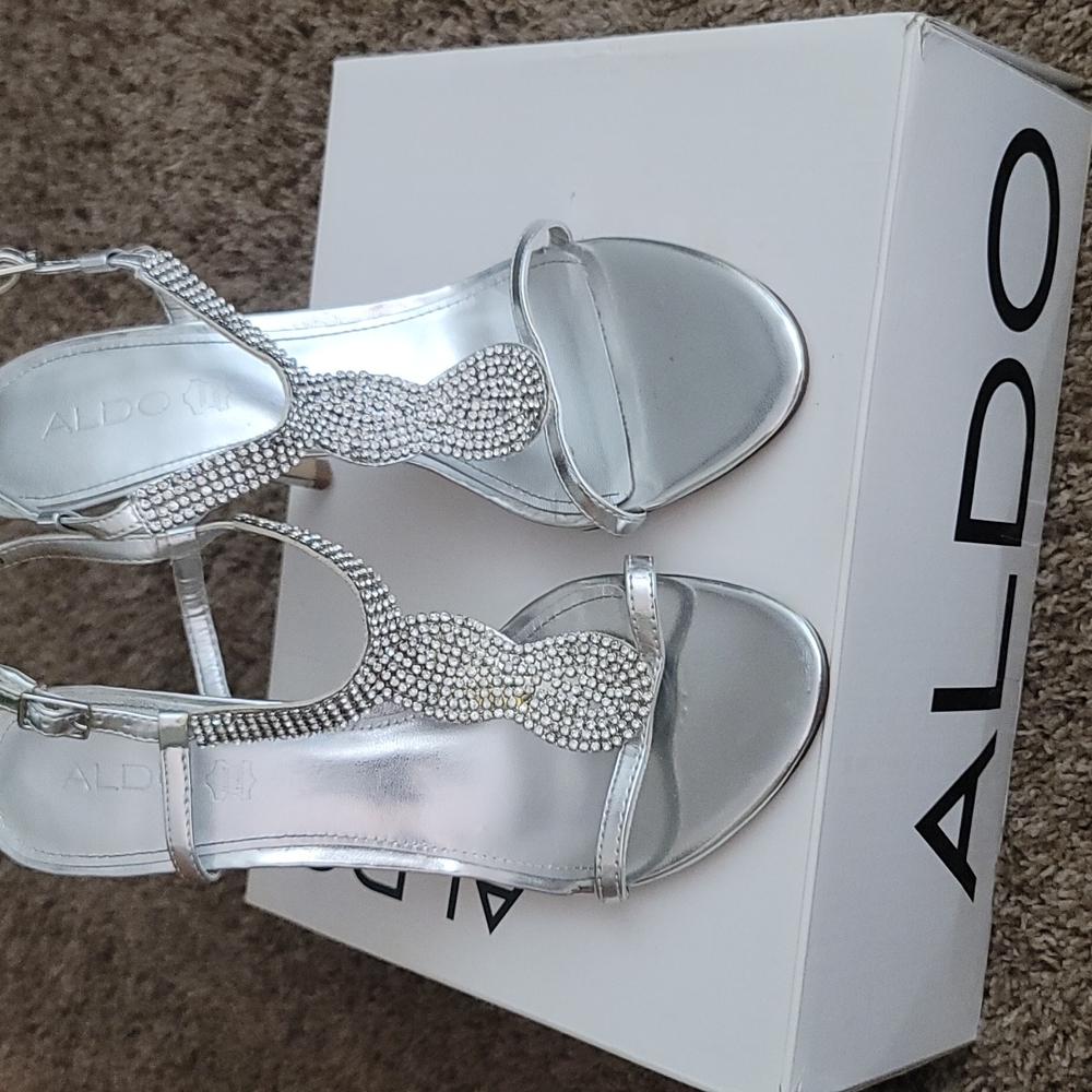 Silver Jeweled Heels